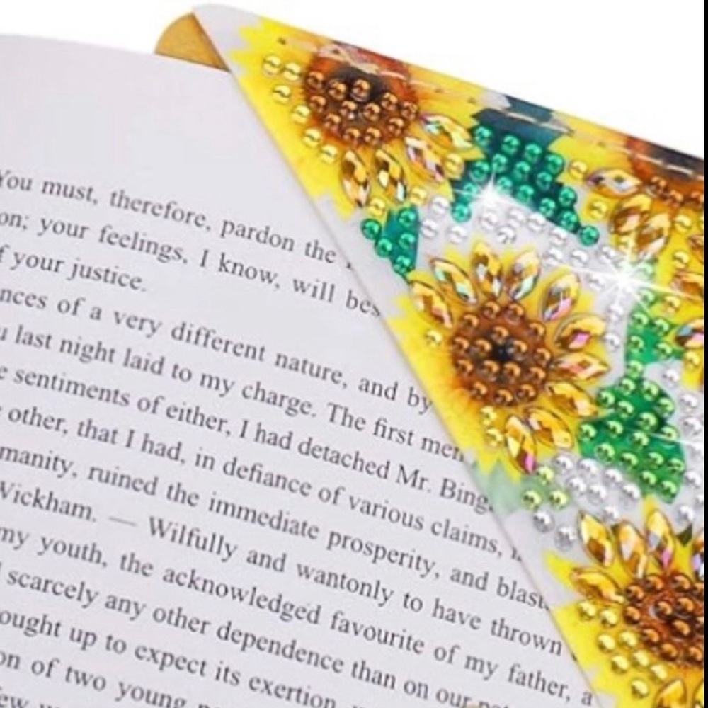 Diamond Art SUNFLOWERS 04 Corner Bookmark, Colorful, Sparkly, Bling - Picture 16 of 17